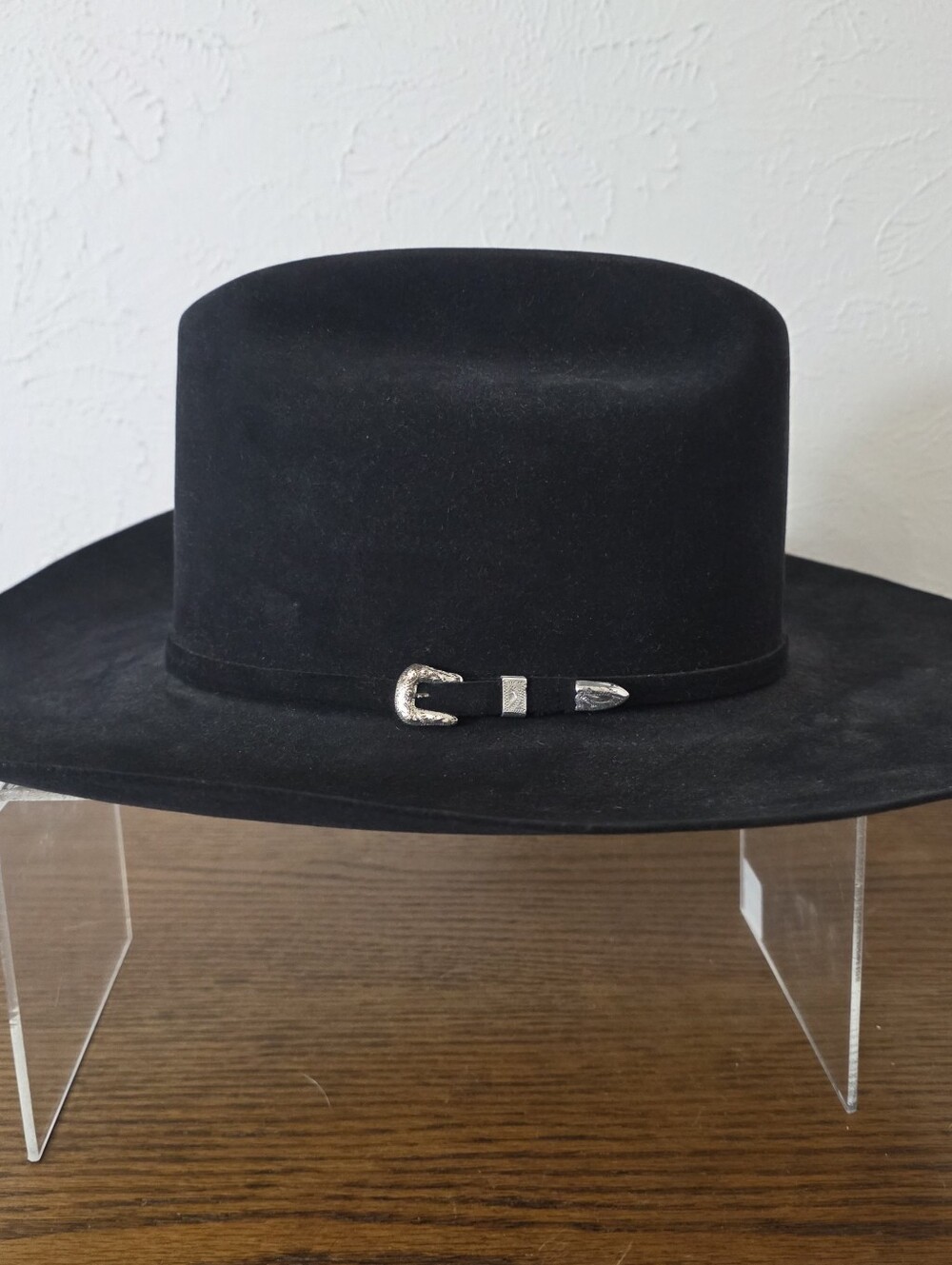 Vintage Isidro Cowboy Hat Genuine Leather Made in Texas Black Size 7 3/8